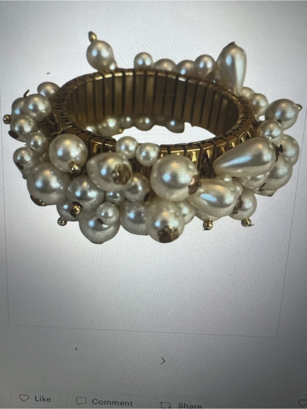 Gold-Tone Pearl Cluster Stretch Bracelet